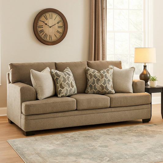 Ashley Ead Queen Size Sofa Sleeper 4 Accent Pillows Nutmeg Brown Polyester BM332317
