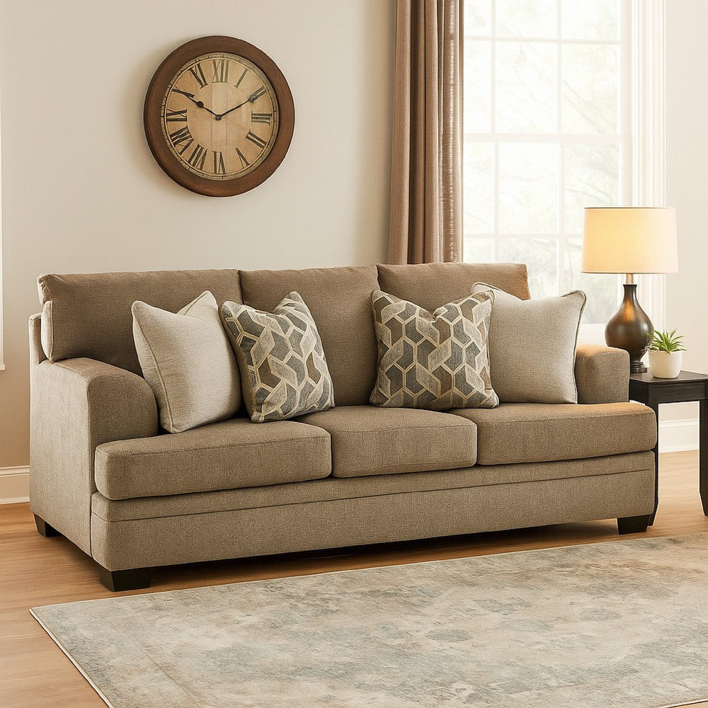 Ashley Ead Queen Size Sofa Sleeper, 4 Accent Pillows, Nutmeg Brown Polyester