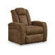 Ashley Alexy Power Recliner Chair, Cupholder, USB Port, Brown Faux Leather