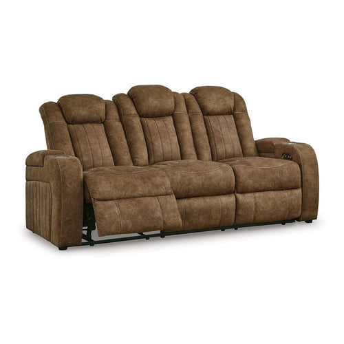Ashley Alexy Power Recliner Sofa, USB, Storage, Brown Faux Leather 86 Inch