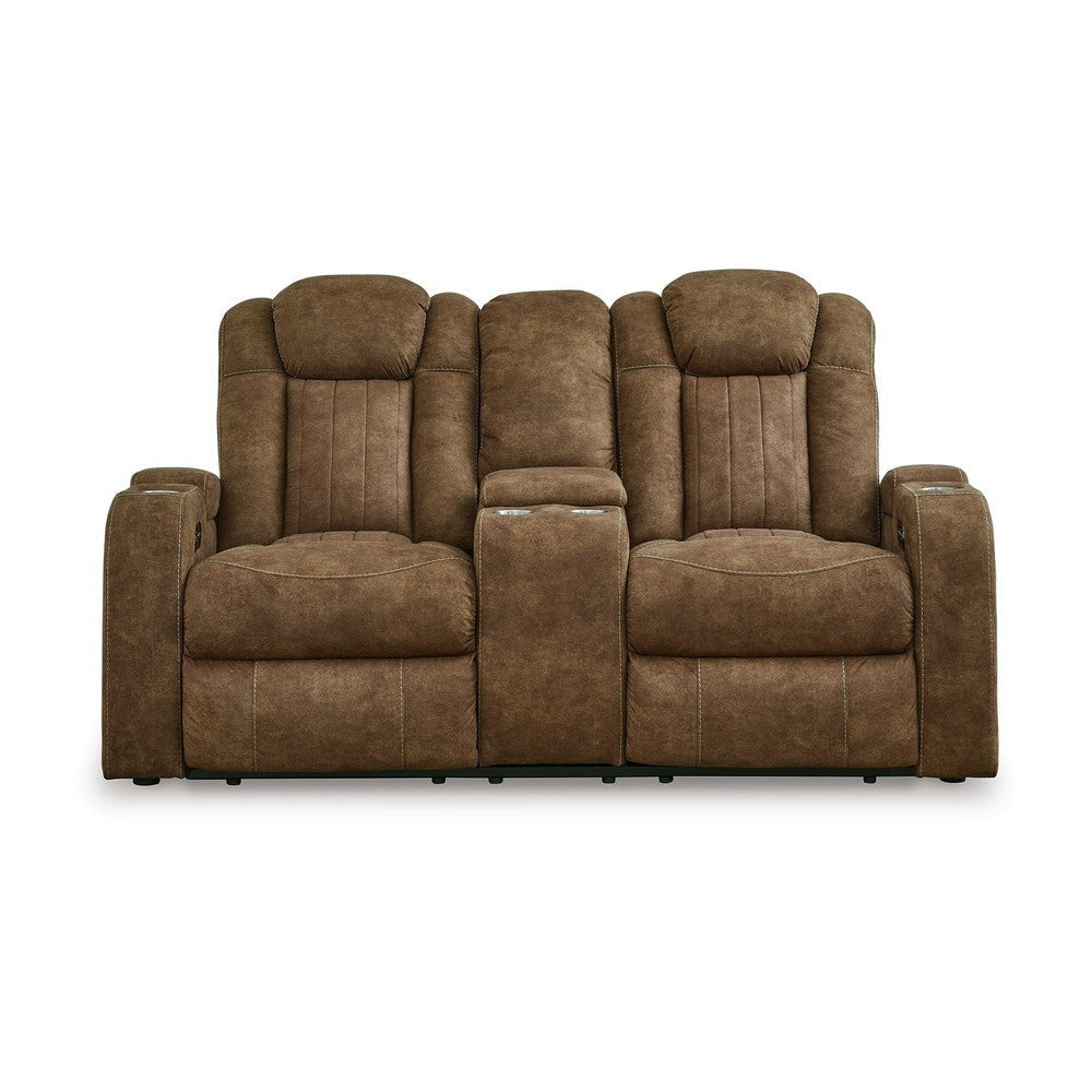 Ashley Zane Power Recliner Loveseat Adjustable Headrest Gray Faux Nubuck Suede BM332321