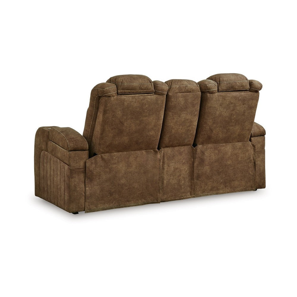 Ashley Zane Power Recliner Loveseat Adjustable Headrest Gray Faux Nubuck Suede BM332321