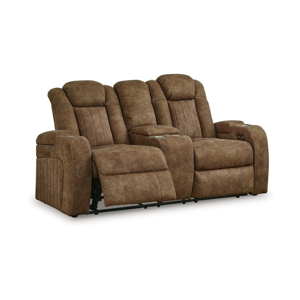 Ashley Zane Power Recliner Loveseat, Adjustable Headrest, Gray Faux Nubuck Suede