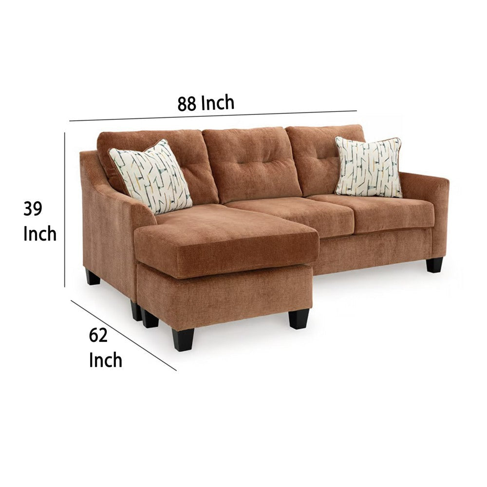 Ashley Emilia Sofa Chaise Sectional 2 Pillows Clay Brown Polyester 88 Inch BM332328