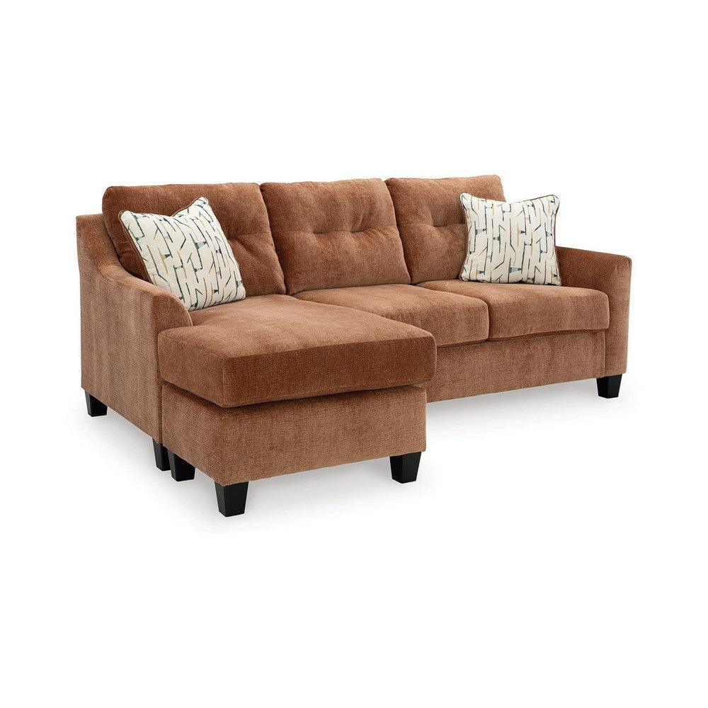 Ashley Emilia Queen Sofa Chaise Sleeper, 3 Accent Pillows, Brown Polyester