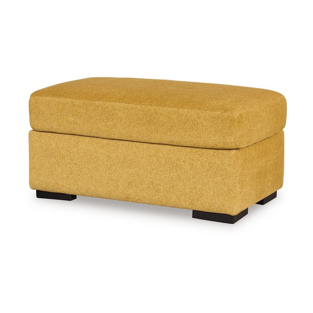 Ashley Viena Rectangular Accent Ottoman Soft Yellow Faux Velvet 24x39 Inch BM332335