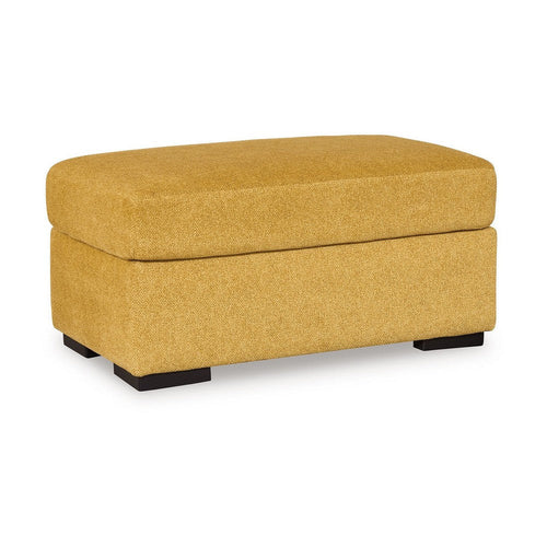 Ashley Viena Rectangular Accent Ottoman, Soft Yellow Faux Velvet 24x39 Inch