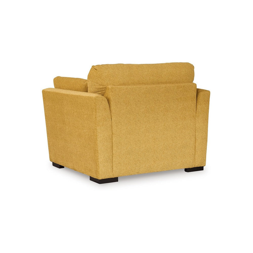 Ashley Viena Oversized Accent Chair 2 Bolster Pillows Yellow Faux Velvet BM332336