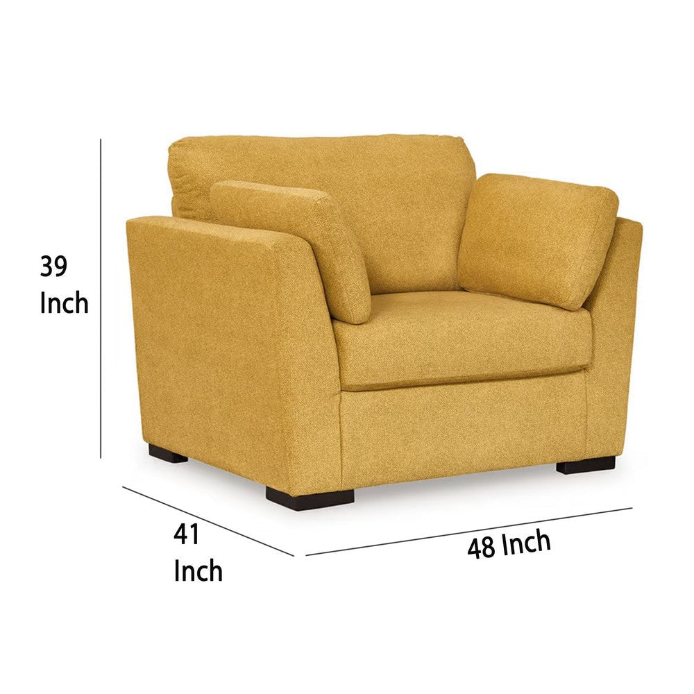 Ashley Viena Oversized Accent Chair 2 Bolster Pillows Yellow Faux Velvet BM332336