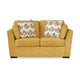 Ashley Viena Loveseat 2 Accent Throw Pillows Yellow Faux Velvet 68 Inch BM332337