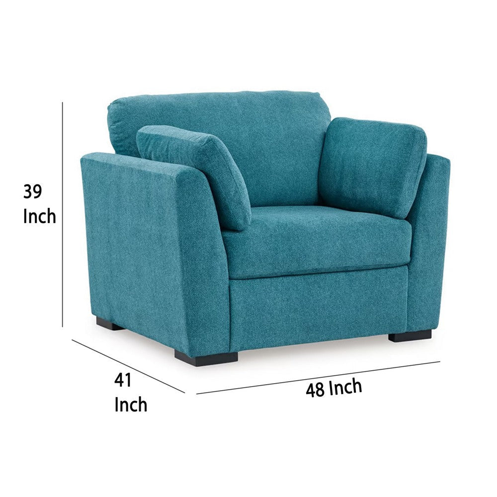 Ashley Viena Oversized Accent Chair 2 Bolster Pillows Teal Blue Faux Velvet BM332341