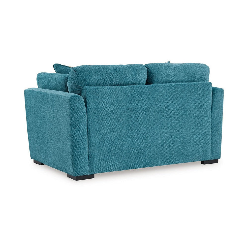 Ashley Viena Loveseat 2 Accent Throw Pillows Teal Blue Faux Velvet 68 Inch BM332342