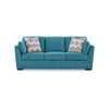 Ashley Viena Sofa with 2 Accent Throw Pillows Teal Blue Faux Velvet 94 Inch BM332343