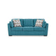 Ashley Viena Sofa with 2 Accent Throw Pillows Teal Blue Faux Velvet 94 Inch BM332343