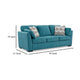 Ashley Viena Sofa with 2 Accent Throw Pillows Teal Blue Faux Velvet 94 Inch BM332343