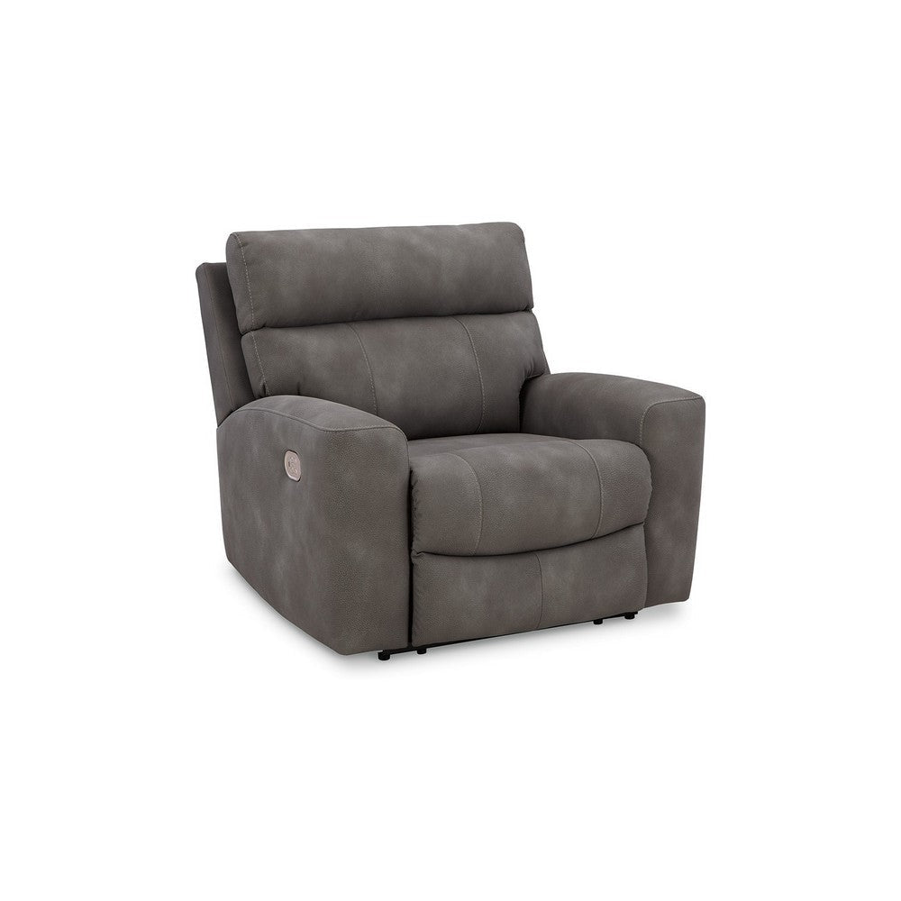 Ashley Corbin Power Recliner Chair Adjustable USB Port Gray Faux Leather BM332345