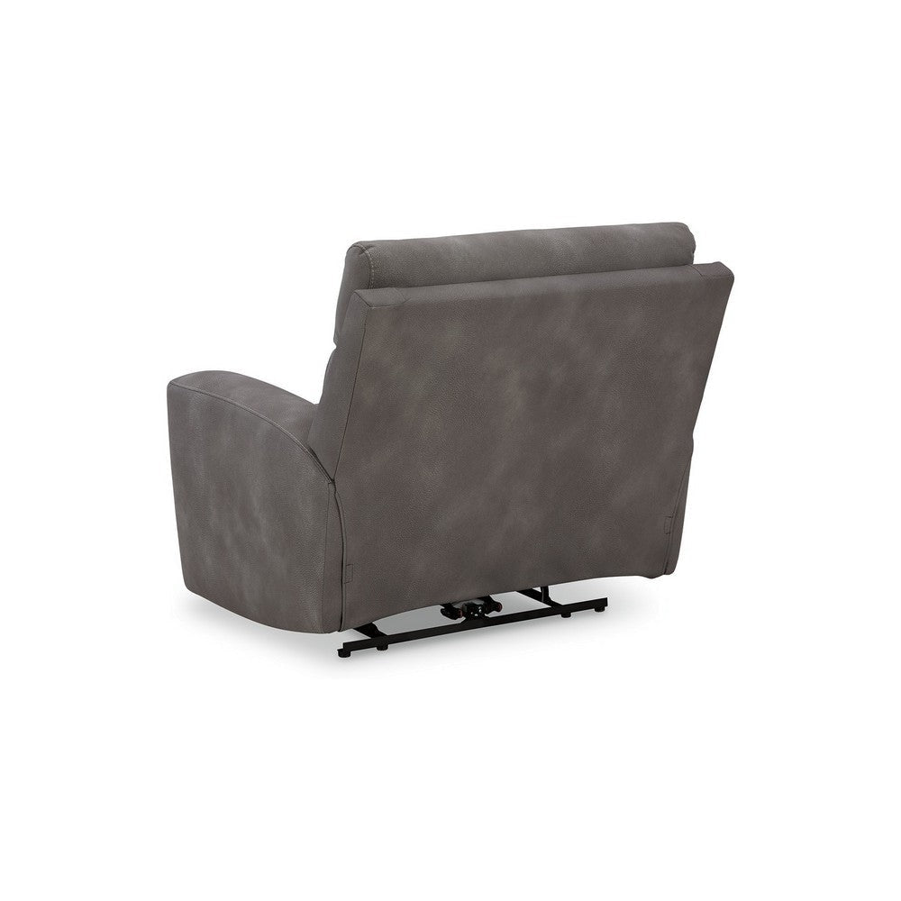 Ashley Corbin Power Recliner Chair Adjustable USB Port Gray Faux Leather BM332345