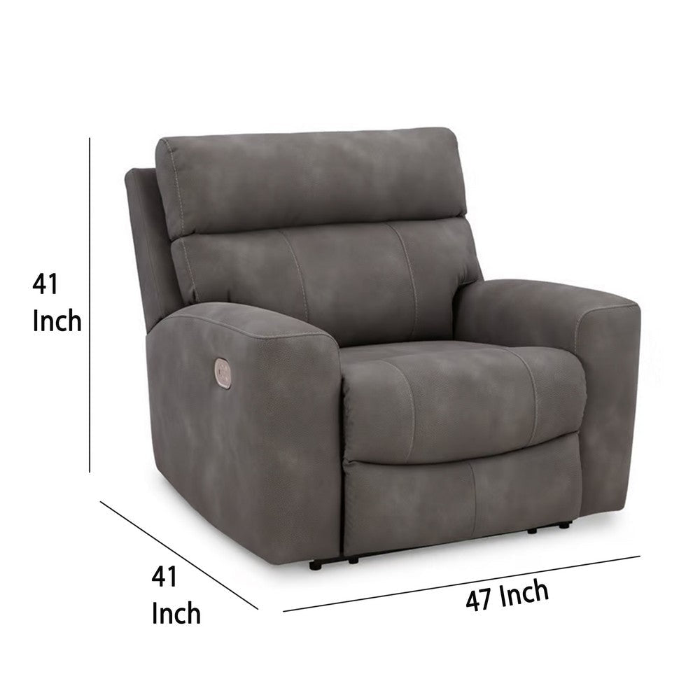 Ashley Corbin Power Recliner Chair Adjustable USB Port Gray Faux Leather BM332345