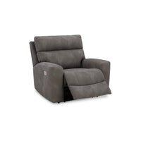 Ashley Corbin Power Recliner Chair, Adjustable, USB Port, Gray Faux Leather
