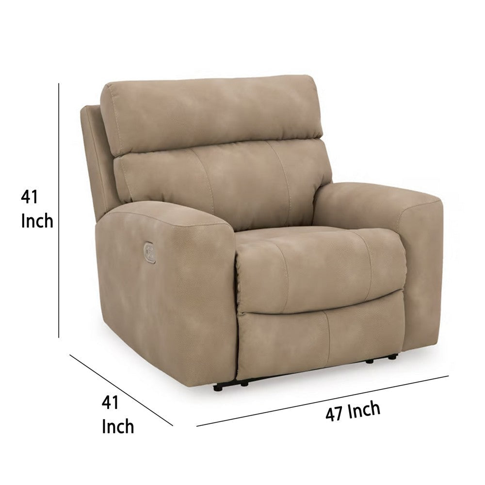 Ashley Corbin Power Recliner Chair Adjustable USB Port Brown Faux Leather BM332346