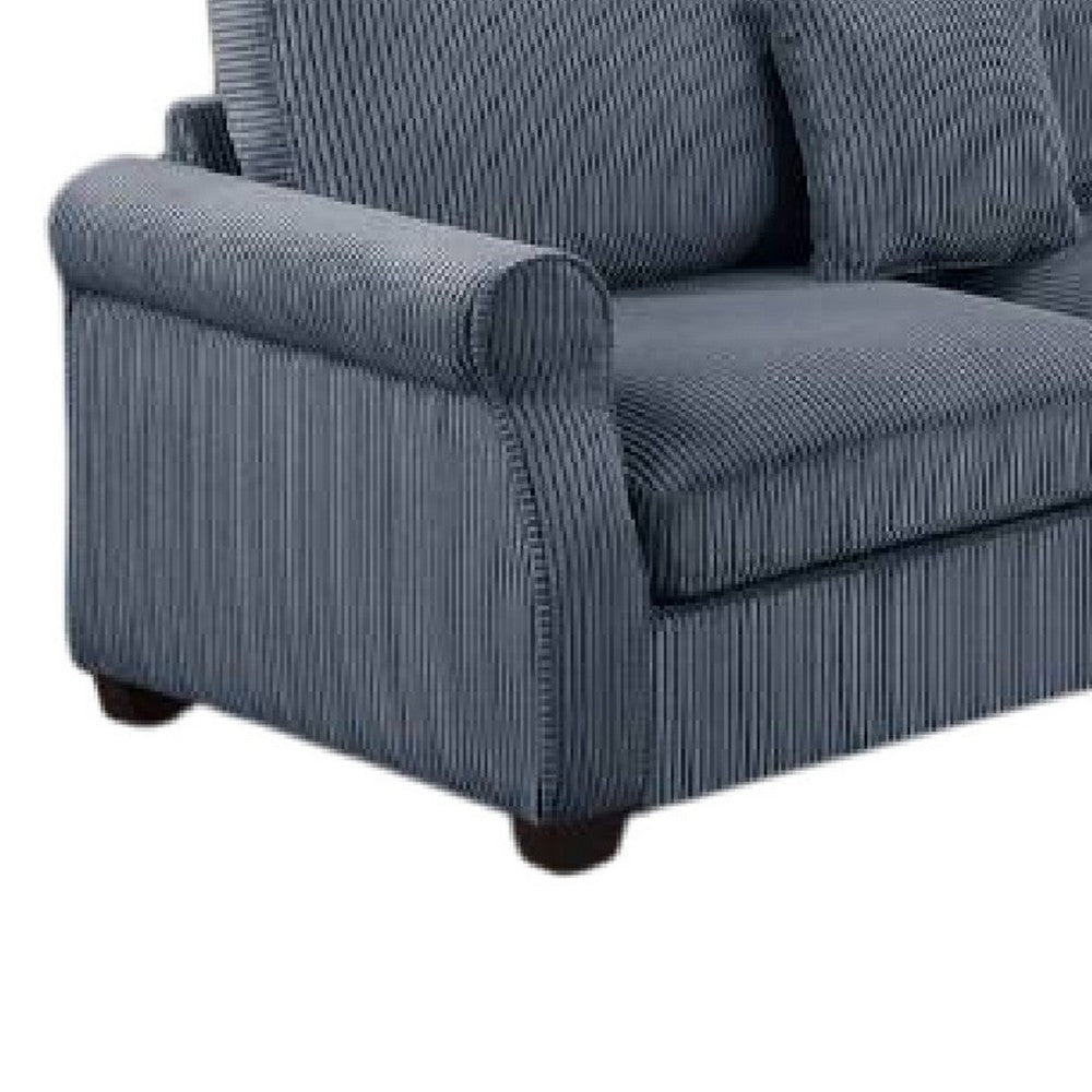 Fero 4pc L Sectional Sofa Loveseat Wedge Ottoman Set Gray Corduroy BM332359