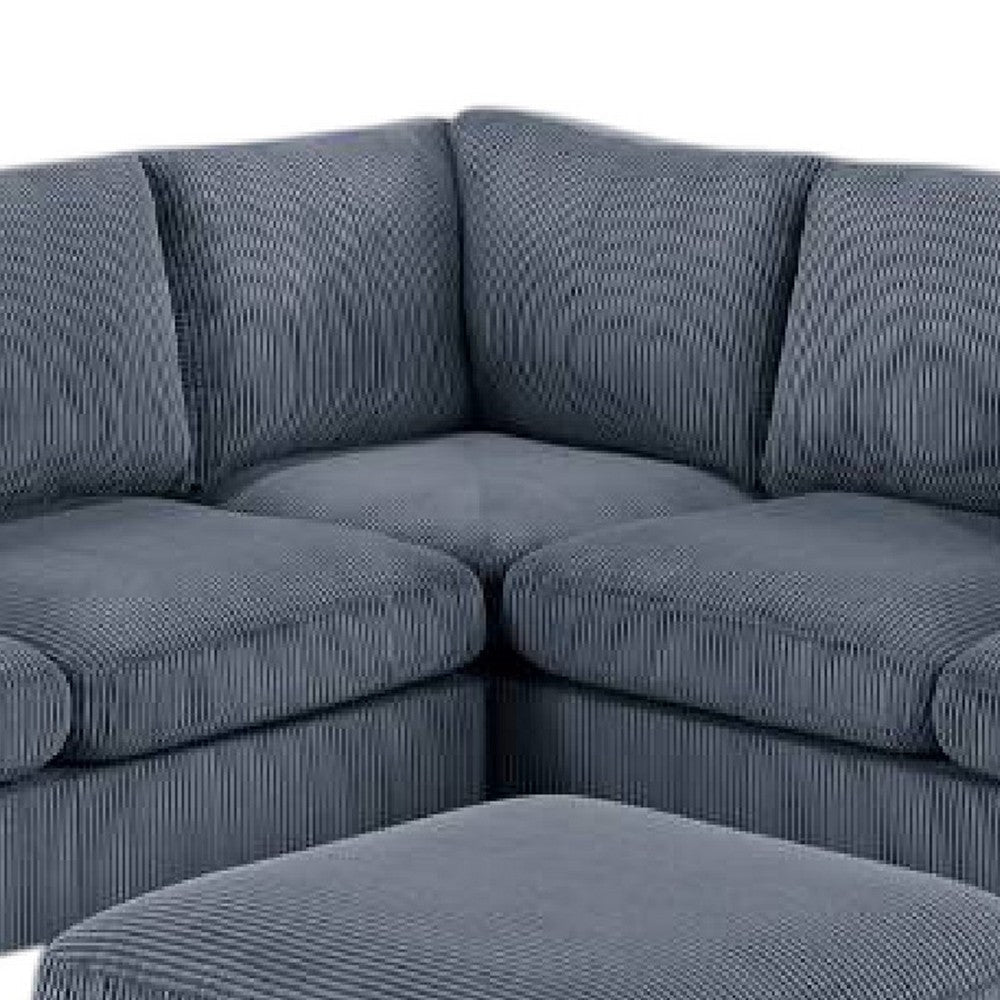 Fero 4pc L Sectional Sofa Loveseat Wedge Ottoman Set Gray Corduroy BM332359