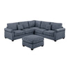 Fero 4pc L Sectional Sofa, Loveseat, Wedge, Ottoman Set, Gray Corduroy