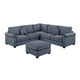 Fero 4pc L Sectional Sofa, Loveseat, Wedge, Ottoman Set, Gray Corduroy
