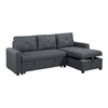 Gero Sectional Sofa Pull Out Bed, Reversible Storage Chaise, Dark Gray