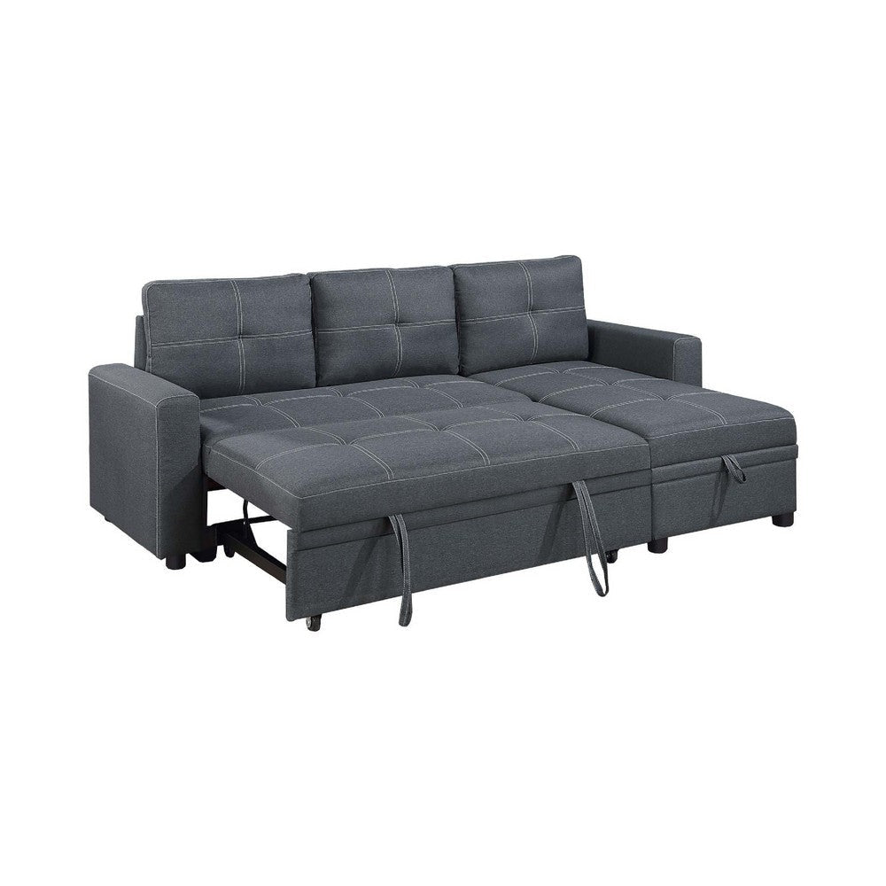 Gero Sectional Sofa Pull Out Bed Reversible Storage Chaise Dark Gray BM332361