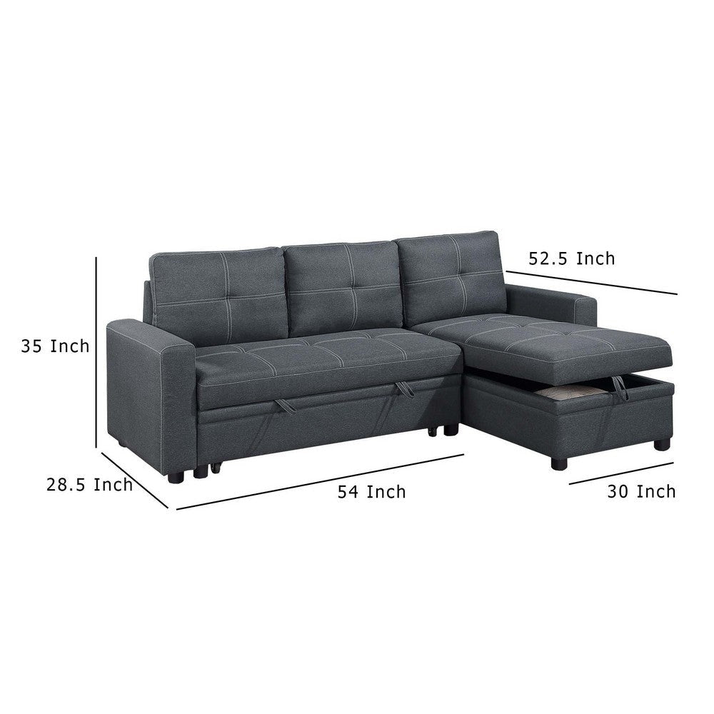 Gero Sectional Sofa Pull Out Bed Reversible Storage Chaise Dark Gray BM332361