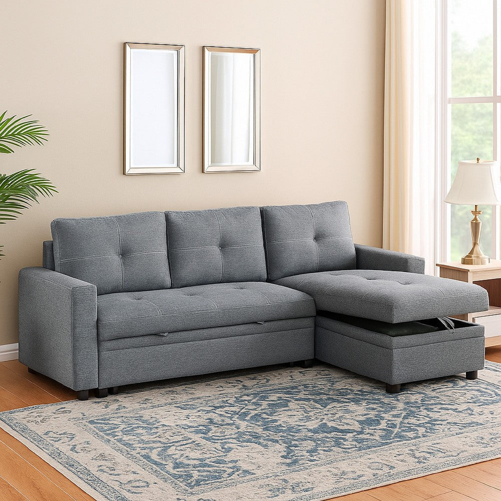 Gero Sectional Sofa Set with Reversible Storage Chaise, Light Gray