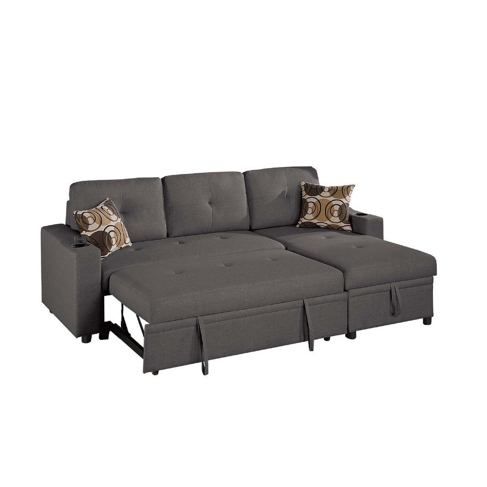 Pero Sectional Sofa Pull Out Bed with Storage Chaise Pillows Black BM332363