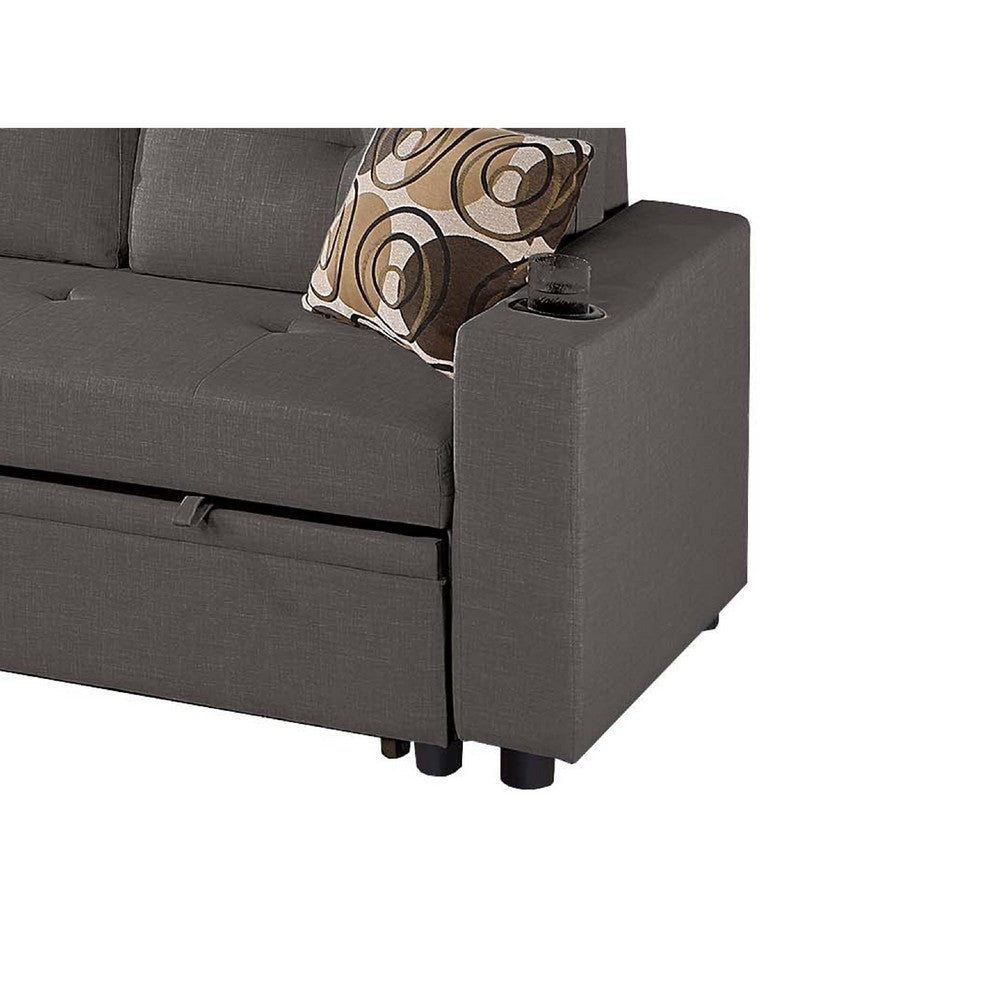 Pero Sectional Sofa Pull Out Bed with Storage Chaise Pillows Black BM332363