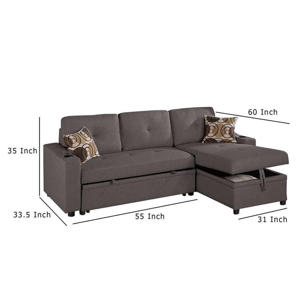 Pero Sectional Sofa Pull Out Bed with Storage Chaise Pillows Black BM332363