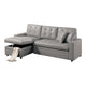 Dero Convertible Sectional Sofa Storage Chaise Gray Faux Leather BM332367