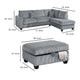 Roe 3pc Sectional Sofa Set w Chaise Ottoman 2 Pillows Fog Gray BM332369