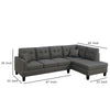 Ena 2pc Sectional Sofa Set with Chaise 2 Pillows Dark Brown Linen BM332373