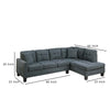 Dema 2pc Sectional Sofa Set Chaise 2 Pillows Textured Black Velvet BM332375