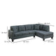 Dema 2pc Sectional Sofa Set Chaise 2 Pillows Textured Black Velvet BM332375