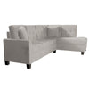 Dema 2pc Sectional Sofa Set Chaise 2 Pillows Textured Beige Velvet BM332376