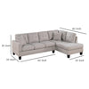 Dema 2pc Sectional Sofa Set Chaise 2 Pillows Textured Beige Velvet BM332376
