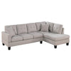 Dema 2pc Sectional Sofa Set, Chaise, 2 Pillows, Textured Beige Velvet
