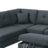 Rema 3pc Sectional Sofa Chaise Ottoman 2 Pillows Dark Gray Linen BM332377