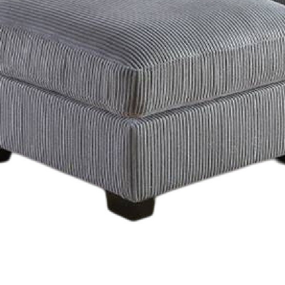 Rey 4pc L Sectional Sofa Set 2 Accent Pillows Gray Corduroy Fabric BM332381