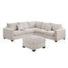 Rey 4pc L Sectional Sofa Set 2 Accent Pillows Ivory Corduroy Fabric BM332382
