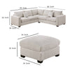 Rey 4pc L Sectional Sofa Set 2 Accent Pillows Ivory Corduroy Fabric BM332382