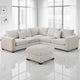 Rey 4pc L Sectional Sofa Set, 2 Accent Pillows, Ivory Corduroy Fabric
