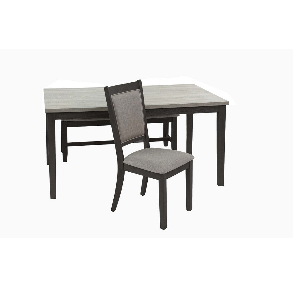 6pc Dining Table 4 Chairs and Bench Set Gray and Black Rubberwood BM332383