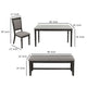 6pc Dining Table 4 Chairs and Bench Set Gray and Black Rubberwood BM332383